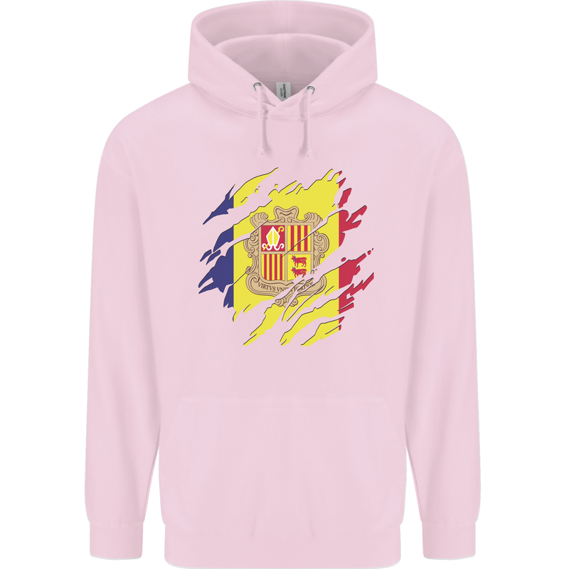 Torn Andorra Flag Andorran Day Football Mens 80% Cotton Hoodie Light Pink