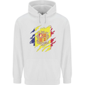 Torn Andorra Flag Andorran Day Football Mens 80% Cotton Hoodie White
