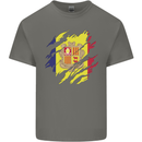 Torn Andorra Flag Andorran Day Football Mens Cotton T-Shirt Tee Top Charcoal
