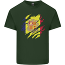 Torn Andorra Flag Andorran Day Football Mens Cotton T-Shirt Tee Top Forest Green