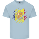 Torn Andorra Flag Andorran Day Football Mens Cotton T-Shirt Tee Top Light Blue