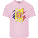 Torn Andorra Flag Andorran Day Football Mens Cotton T-Shirt Tee Top Light Pink