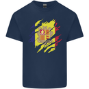 Torn Andorra Flag Andorran Day Football Mens Cotton T-Shirt Tee Top Navy Blue