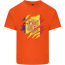 Torn Andorra Flag Andorran Day Football Mens Cotton T-Shirt Tee Top Orange
