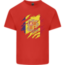 Torn Andorra Flag Andorran Day Football Mens Cotton T-Shirt Tee Top Red