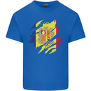 Torn Andorra Flag Andorran Day Football Mens Cotton T-Shirt Tee Top Royal Blue