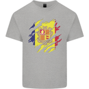 Torn Andorra Flag Andorran Day Football Mens Cotton T-Shirt Tee Top Sports Grey