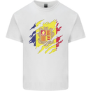 Torn Andorra Flag Andorran Day Football Mens Cotton T-Shirt Tee Top White