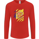 Torn Andorra Flag Andorran Day Football Mens Long Sleeve T-Shirt Red