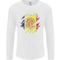 Torn Andorra Flag Andorran Day Football Mens Long Sleeve T-Shirt White