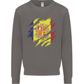 Torn Andorra Flag Andorran Day Football Mens Sweatshirt Jumper Charcoal