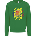 Torn Andorra Flag Andorran Day Football Mens Sweatshirt Jumper Irish Green