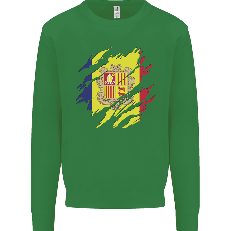 Torn Andorra Flag Andorran Day Football Mens Sweatshirt Jumper Irish Green