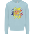 Torn Andorra Flag Andorran Day Football Mens Sweatshirt Jumper Light Blue