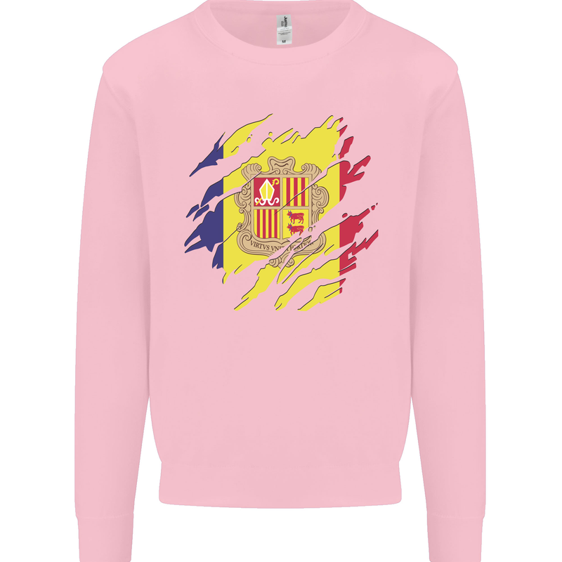 Torn Andorra Flag Andorran Day Football Mens Sweatshirt Jumper Light Pink