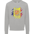 Torn Andorra Flag Andorran Day Football Mens Sweatshirt Jumper Sports Grey