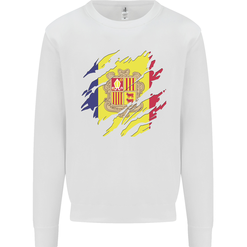 Torn Andorra Flag Andorran Day Football Mens Sweatshirt Jumper White