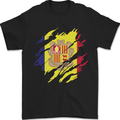 Torn Andorra Flag Andorran Day Football Mens T-Shirt 100% Cotton Black