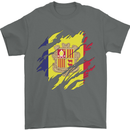 Torn Andorra Flag Andorran Day Football Mens T-Shirt 100% Cotton Charcoal