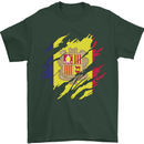 Torn Andorra Flag Andorran Day Football Mens T-Shirt 100% Cotton Forest Green