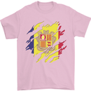 Torn Andorra Flag Andorran Day Football Mens T-Shirt 100% Cotton Light Pink