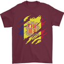 Torn Andorra Flag Andorran Day Football Mens T-Shirt 100% Cotton Maroon