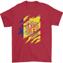 Torn Andorra Flag Andorran Day Football Mens T-Shirt 100% Cotton Red