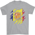 Torn Andorra Flag Andorran Day Football Mens T-Shirt 100% Cotton Sports Grey