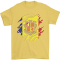 Torn Andorra Flag Andorran Day Football Mens T-Shirt 100% Cotton Yellow