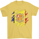 Torn Andorra Flag Andorran Day Football Mens T-Shirt 100% Cotton Yellow