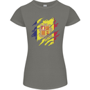 Torn Andorra Flag Andorran Day Football Womens Petite Cut T-Shirt Charcoal