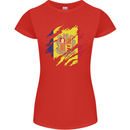 Torn Andorra Flag Andorran Day Football Womens Petite Cut T-Shirt Red