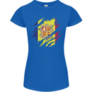 Torn Andorra Flag Andorran Day Football Womens Petite Cut T-Shirt Royal Blue