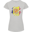 Torn Andorra Flag Andorran Day Football Womens Petite Cut T-Shirt Sports Grey