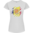 Torn Andorra Flag Andorran Day Football Womens Petite Cut T-Shirt White