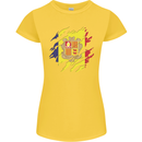 Torn Andorra Flag Andorran Day Football Womens Petite Cut T-Shirt Yellow