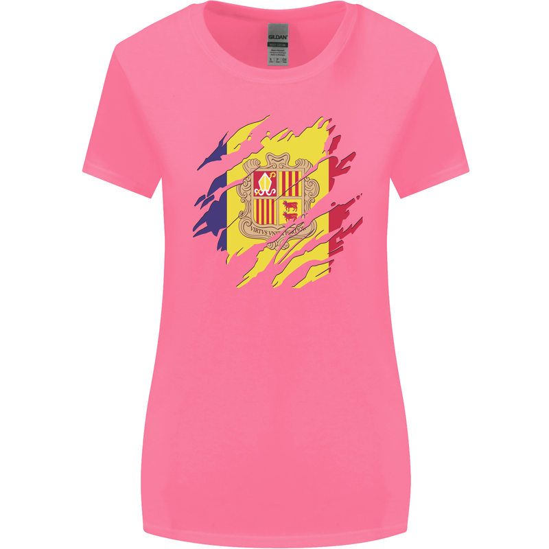 Torn Andorra Flag Andorran Day Football Womens Wider Cut T-Shirt Azalea