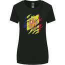 Torn Andorra Flag Andorran Day Football Womens Wider Cut T-Shirt Black