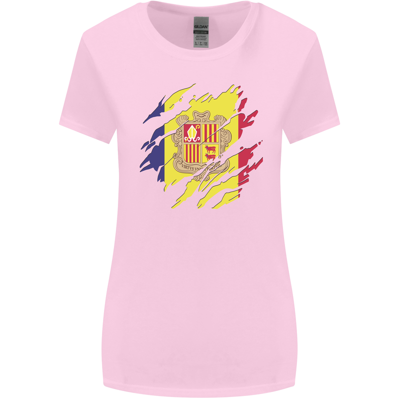 Torn Andorra Flag Andorran Day Football Womens Wider Cut T-Shirt Light Pink