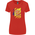 Torn Andorra Flag Andorran Day Football Womens Wider Cut T-Shirt Red