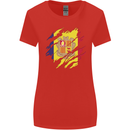 Torn Andorra Flag Andorran Day Football Womens Wider Cut T-Shirt Red