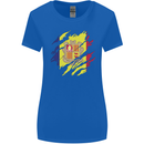 Torn Andorra Flag Andorran Day Football Womens Wider Cut T-Shirt Royal Blue