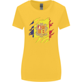 Torn Andorra Flag Andorran Day Football Womens Wider Cut T-Shirt Yellow