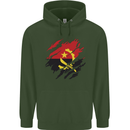 Torn Angola Flag Angolan Day Football Childrens Kids Hoodie Forest Green
