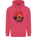 Torn Angola Flag Angolan Day Football Childrens Kids Hoodie Heliconia