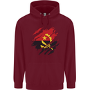 Torn Angola Flag Angolan Day Football Childrens Kids Hoodie Maroon