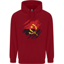 Torn Angola Flag Angolan Day Football Childrens Kids Hoodie Red