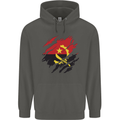 Torn Angola Flag Angolan Day Football Childrens Kids Hoodie Storm Grey