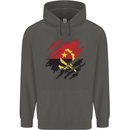Torn Angola Flag Angolan Day Football Childrens Kids Hoodie Storm Grey