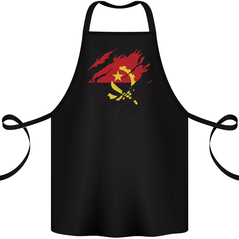 Torn Angola Flag Angolan Day Football Cotton Apron 100% Organic Black